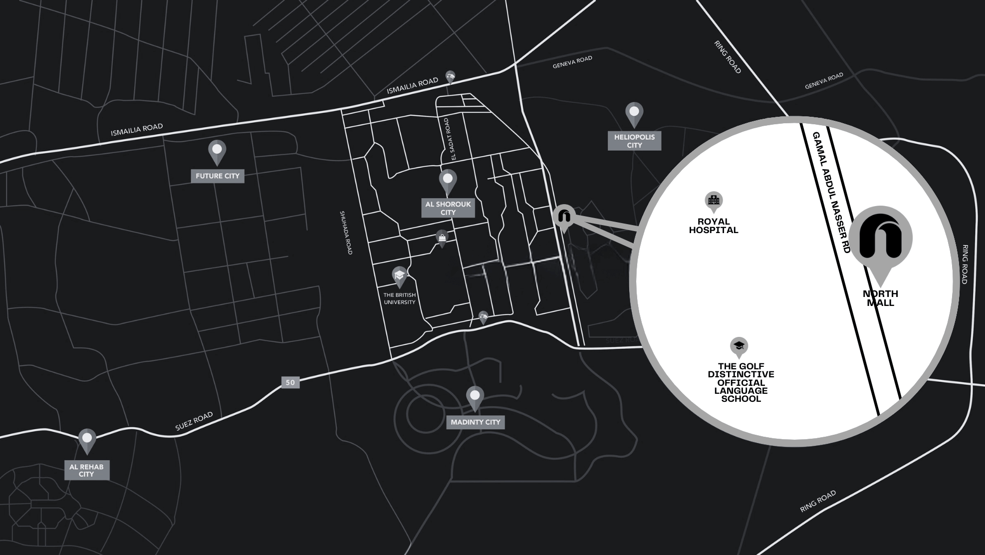 North Mall in Al Shorouk City - Location